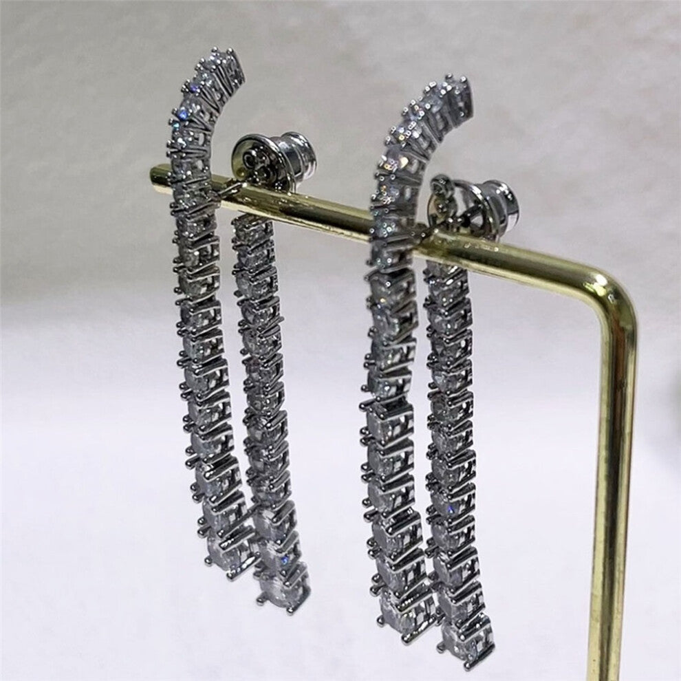 (green) S Original 2025 New Zircon Crystal Three-layer Crystal Necklace Fine Jewelry Earrings Set for Women Stainless Steel Romantic Gift