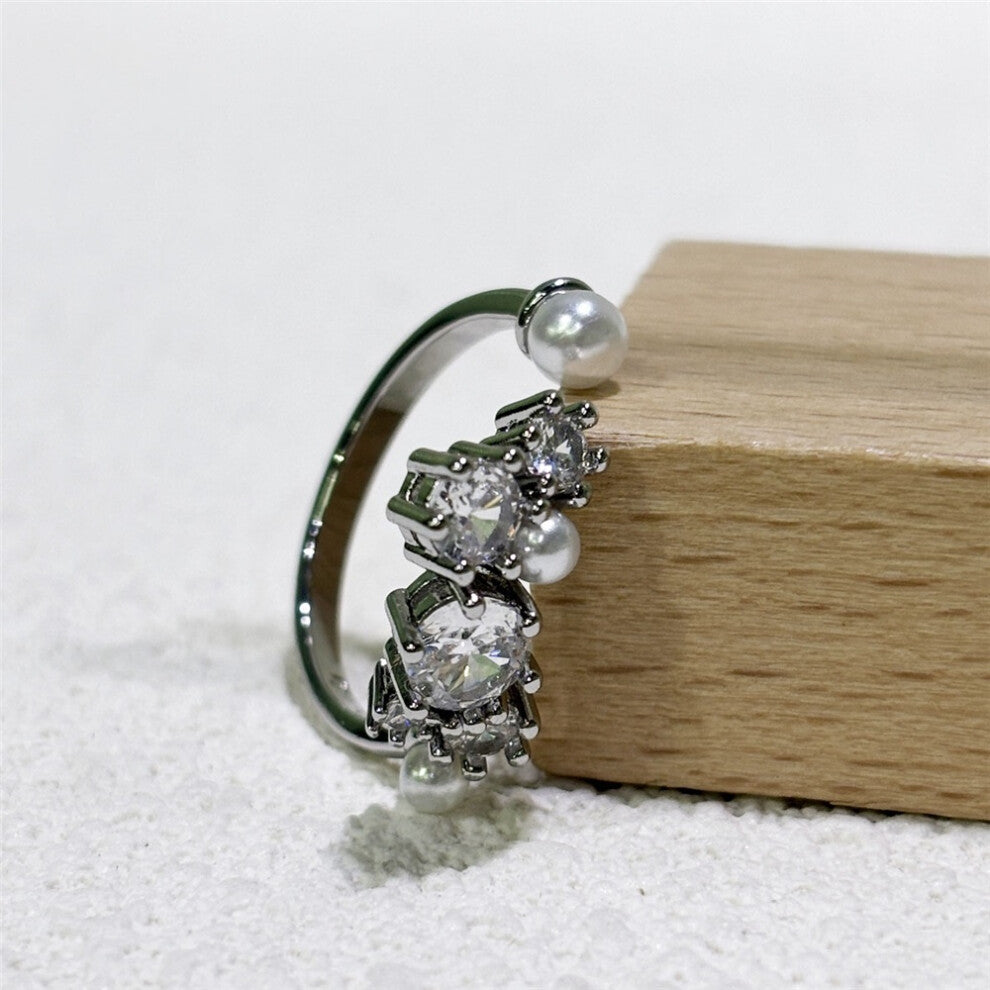 (open Ring) S Original 2025 New Zircon Crystal Three-layer Crystal Necklace Fine Jewelry Earrings Set for Women Stainless Steel Romantic Gift