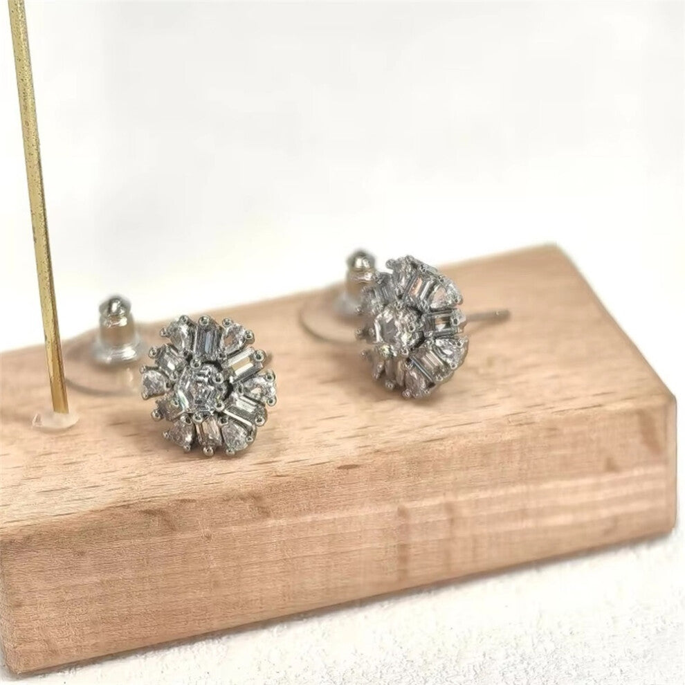 (Silver) S Original 2025 Clover Earring Trendy Crystal Jewelry Set for Women Flower Clover Necklace Bracelet Jewelry Party Accessories