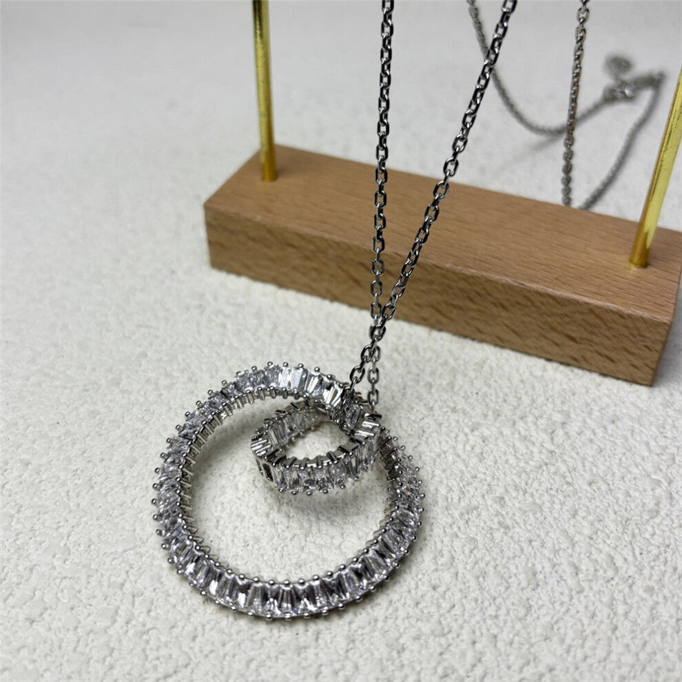 (Necklace4) S Original 2025 New Geometric Charm Fine Jewelry Set for Women Rotation Necklace Bracelet Earrings Romantic Jewelry Gift