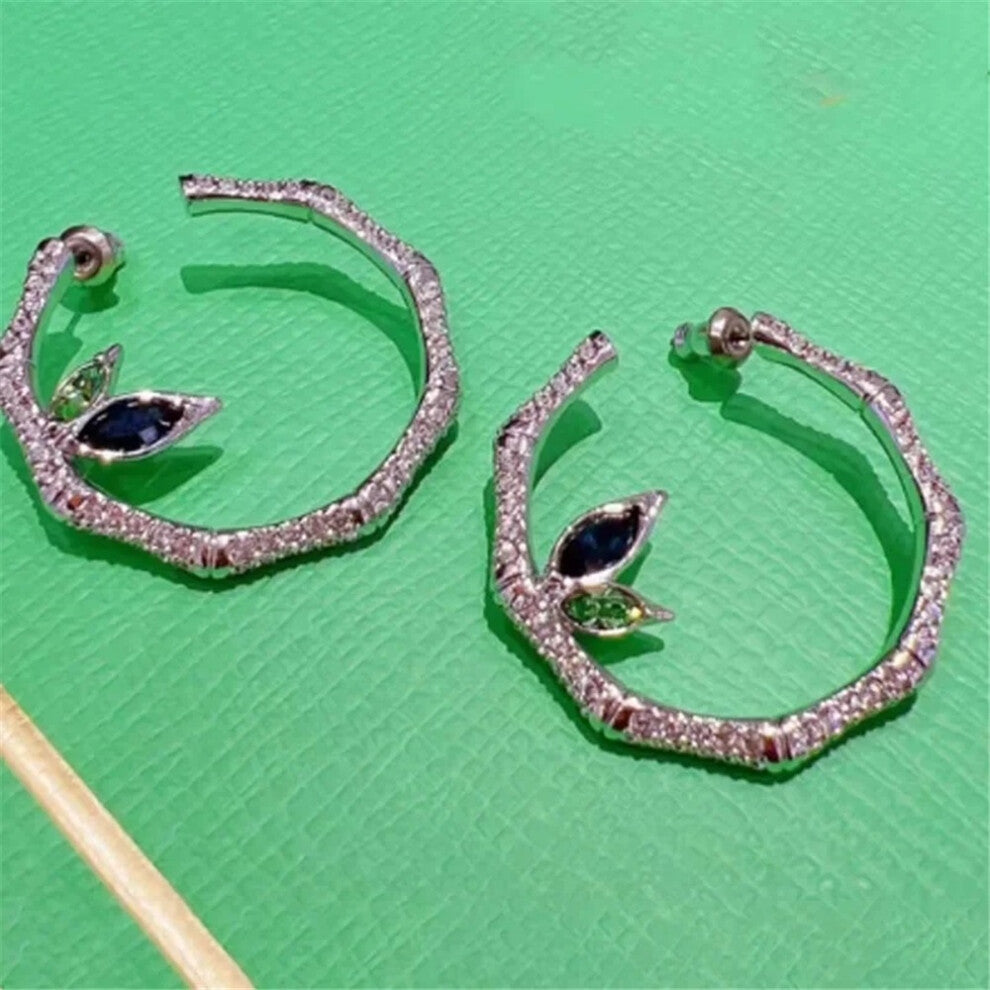 (Cyan) S Original Bamboo 2025 NEW Luxury Fashion Fine Jewelry Set for Women Bamboo Necklace Earrings Bracelet Ring Party Accessories