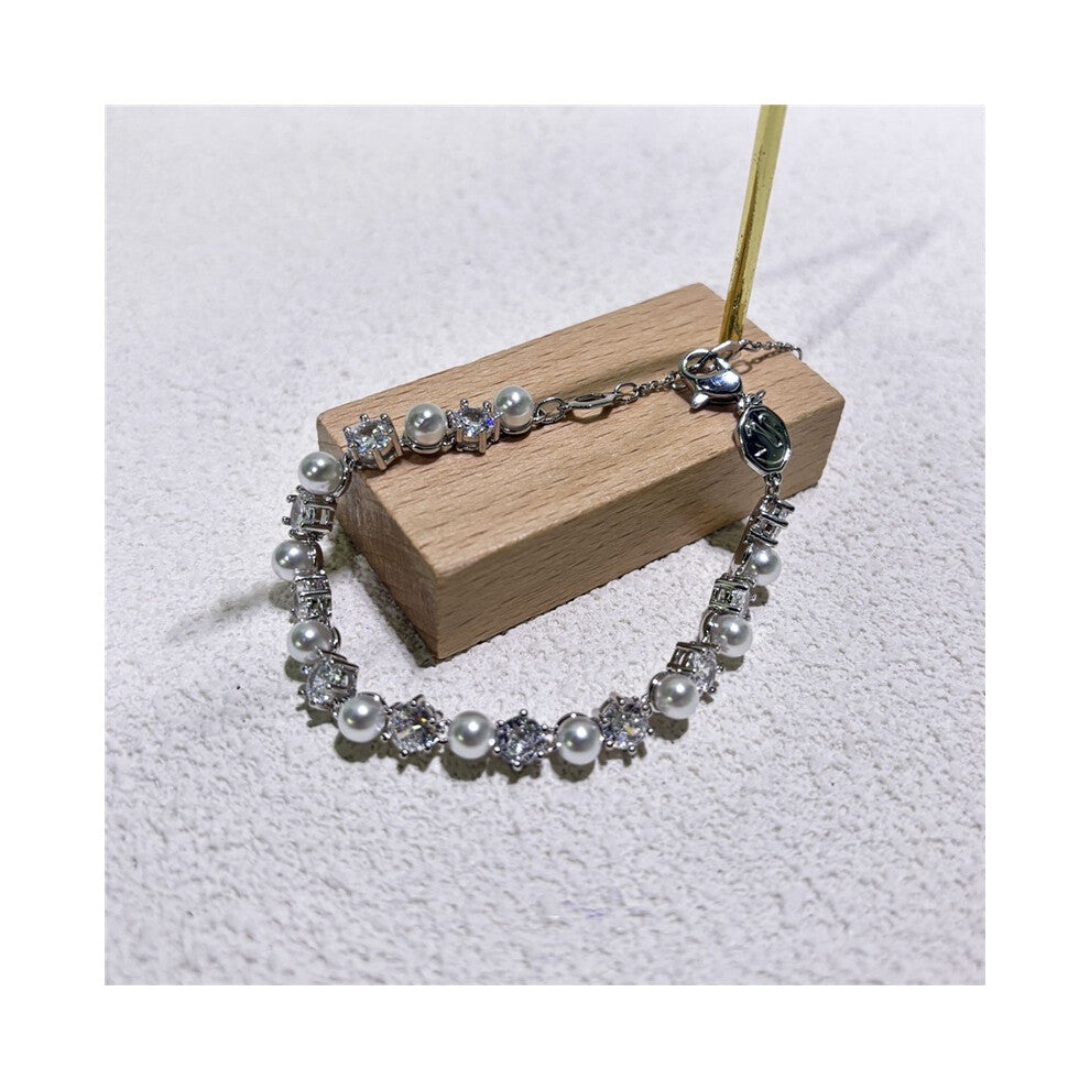 (Bracelet9) S Original 2025 New Zircon Green Crystal Geometry Fine Jewelry Earrings Set for Women Round Necklace Romantic Gift Jewelry