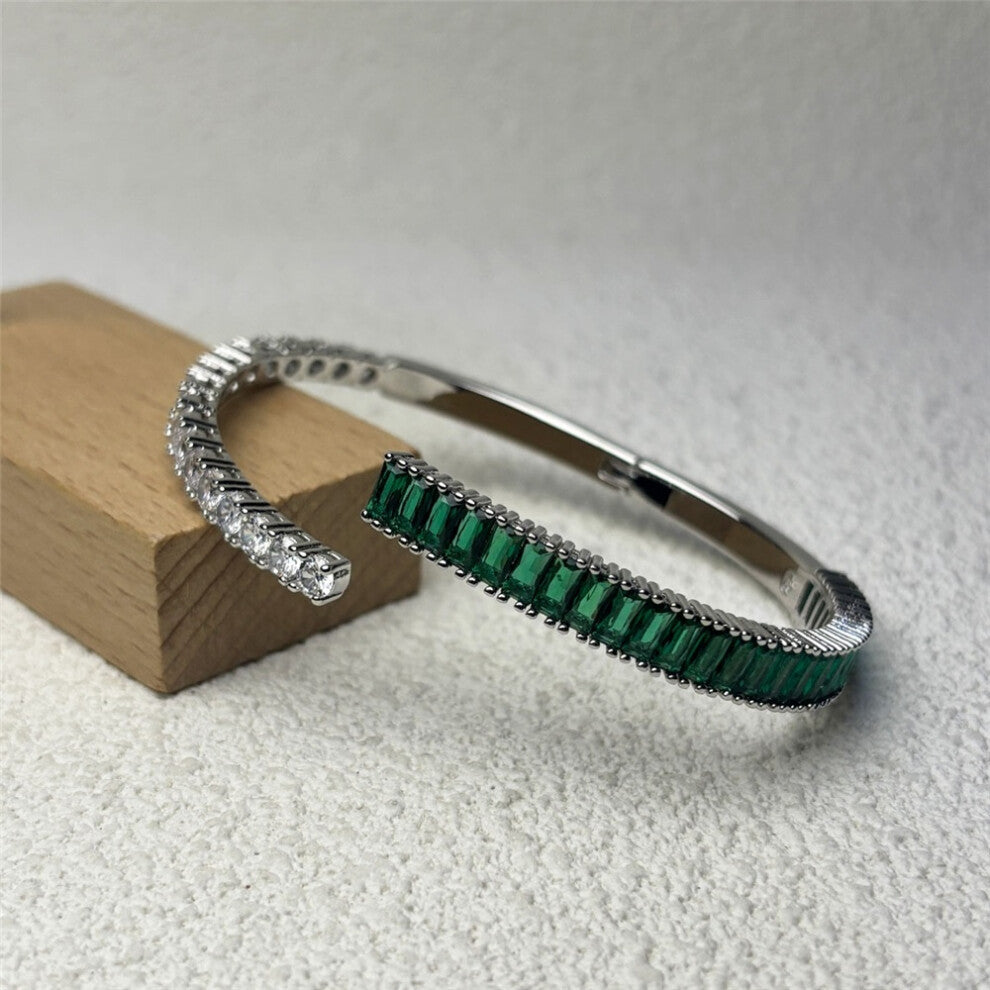 (Bracelet4) S Geometric Bracelet Zircon Crystal Original 2025 Fine Jewelry Earrings Set for Women Stainless Steel Romantic Gift