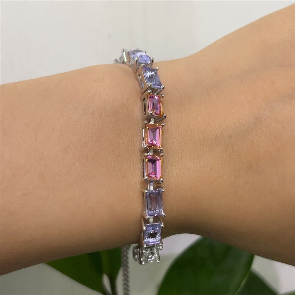 (Bracelet10) S Geometric Bracelet Zircon Crystal Original 2025 Fine Jewelry Earrings Set for Women Stainless Steel Romantic Gift