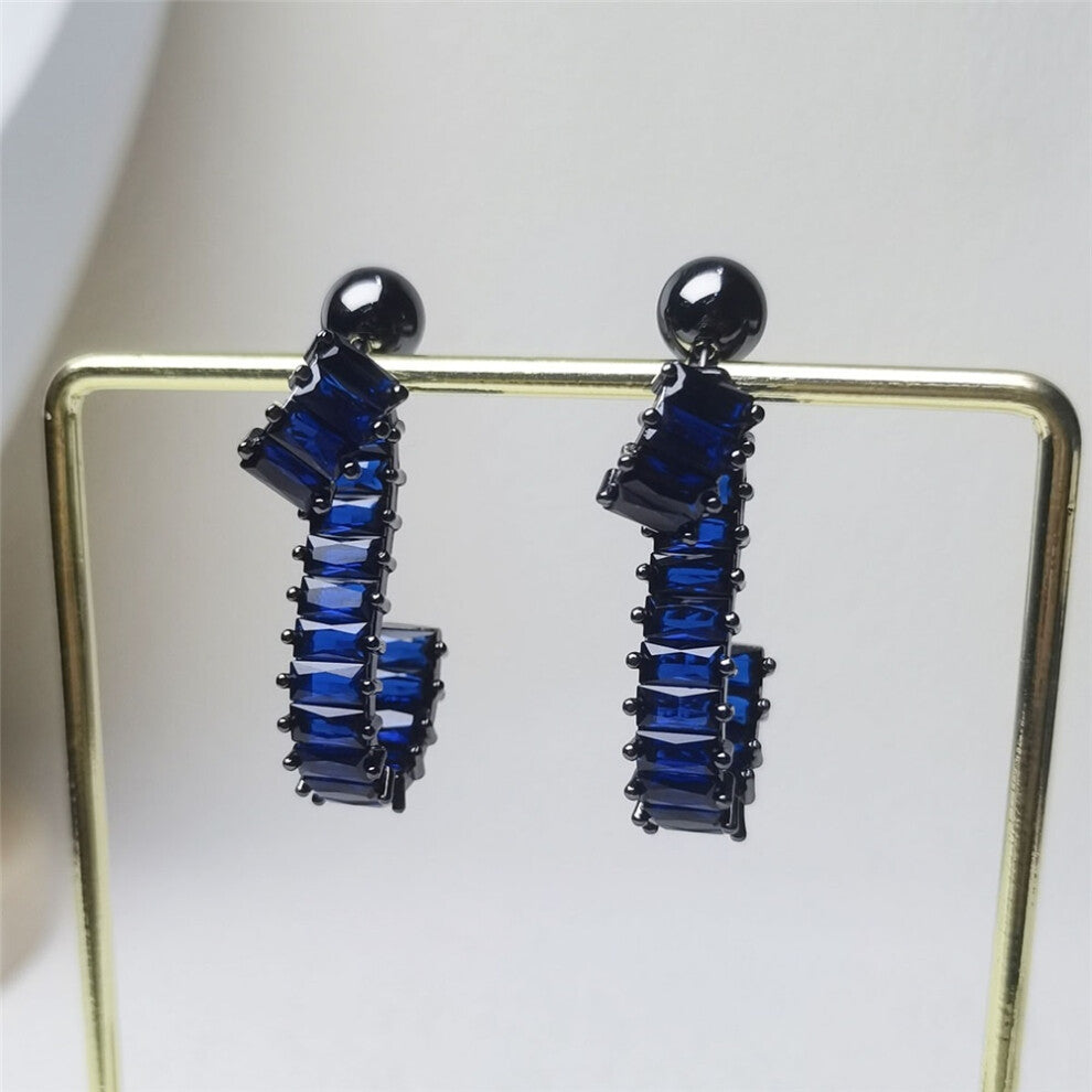 (WHITE) S Geometric Bracelet Zircon Crystal Original 2025 Fine Jewelry Earrings Set for Women Stainless Steel Romantic Gift