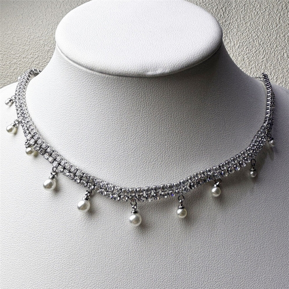 (Necklace1) S Original 2025 New Zircon Crystal Three-layer Crystal Necklace Fine Jewelry Earrings Set for Women Stainless Steel Romantic Gift