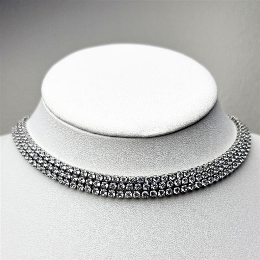 (Necklace2) S Original 2025 New Zircon Crystal Three-layer Crystal Necklace Fine Jewelry Earrings Set for Women Stainless Steel Romantic Gift