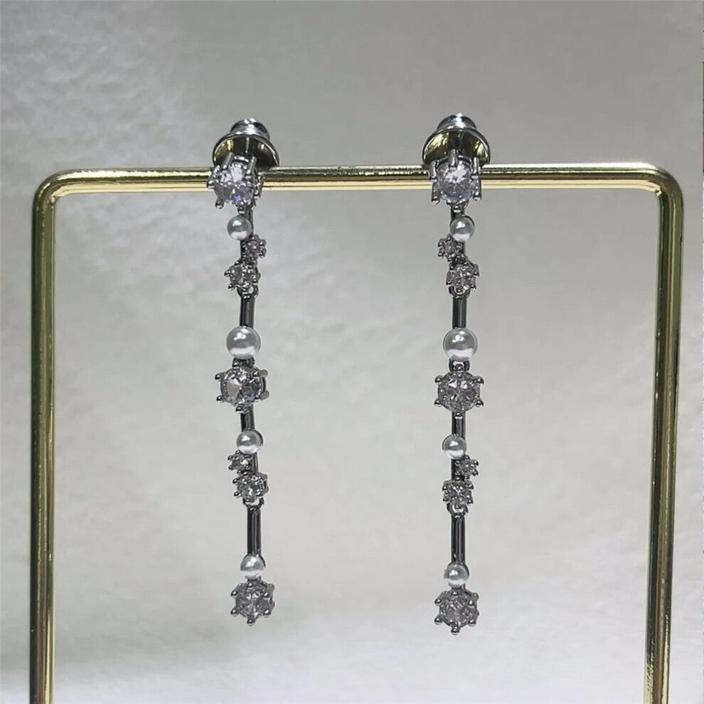 (Red) S Original 2025 New Zircon Crystal Three-layer Crystal Necklace Fine Jewelry Earrings Set for Women Stainless Steel Romantic Gift