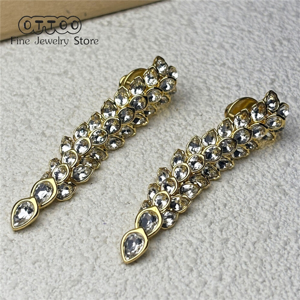 (E01) S Charm 2025 New Original Gold Leaf Earrings Tassel Earrings Necklace Bracelet Fine Jewelry for Women Jewelry Romantic Gift