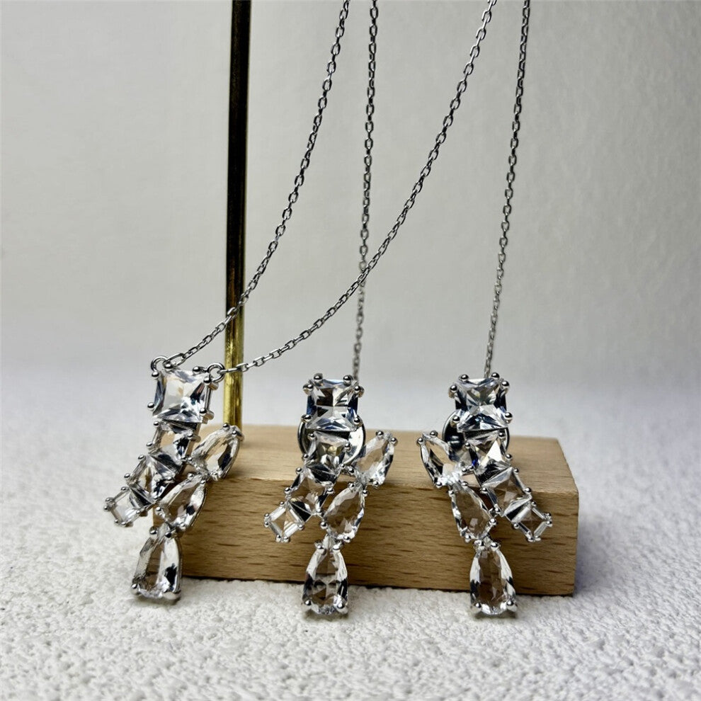 (Set) S Original 2025 New Geometric Charm Fine Jewelry Set for Women Rotation Necklace Bracelet Earrings Romantic Jewelry Gift