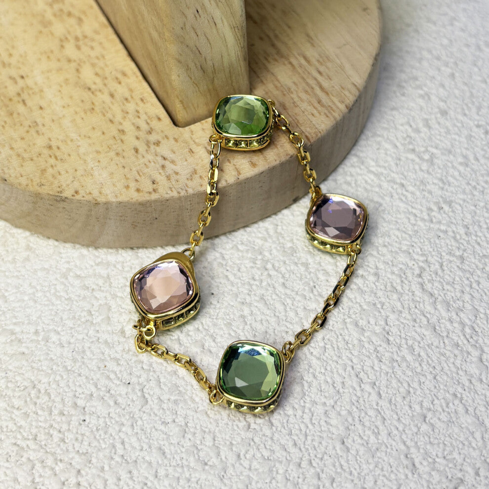 (Bracelet) S Original 2025 Candy Earrings Necklace Bracelet Fine Jewelry Set Women Geometric Cube Candy Double-Sided Crystal Jewelry