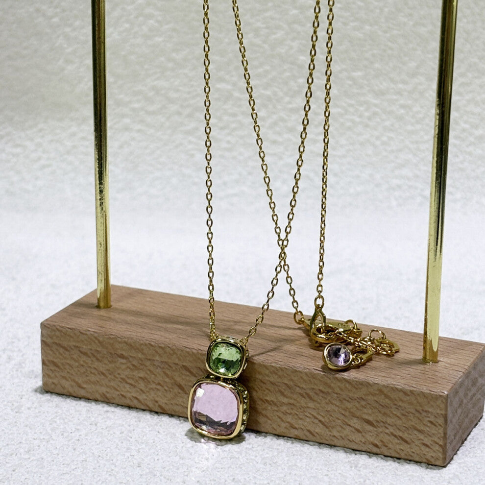 (Necklace2) S Original 2025 Candy Earrings Necklace Bracelet Fine Jewelry Set Women Geometric Cube Candy Double-Sided Crystal Jewelry