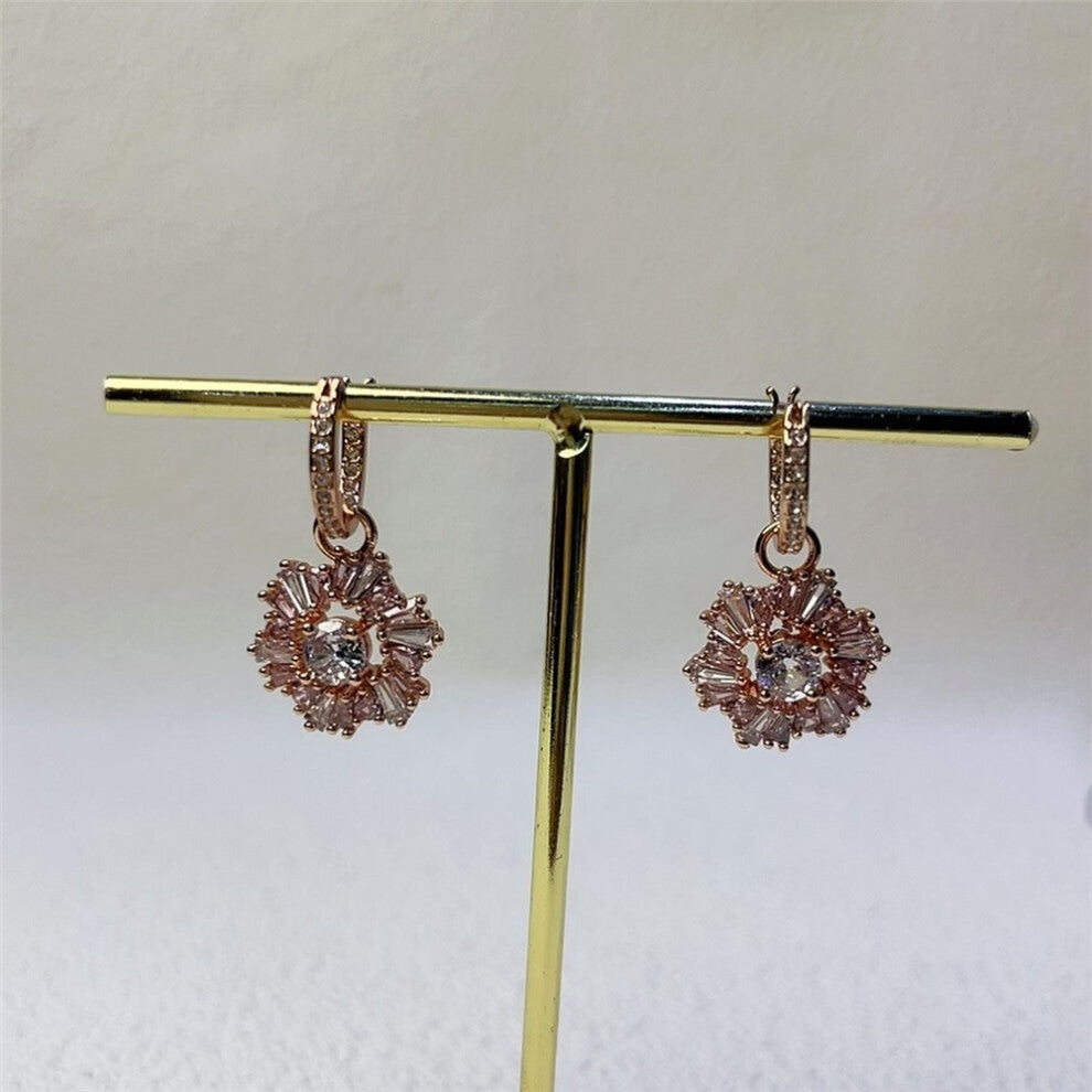 (Red) S Original 2025 Clover Earring Trendy Crystal Jewelry Set for Women Flower Clover Necklace Bracelet Jewelry Party Accessories