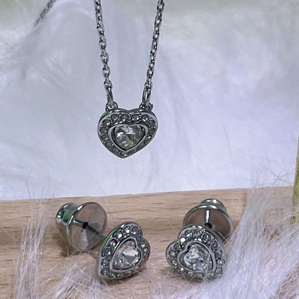 (green) S Original 2025 New High Quality Fine Jewelry Set Charms Love Heart Necklace Earring Bracelet for Women Jewelry Free Shipping