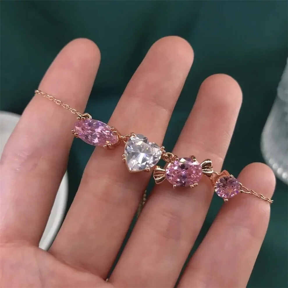 (Bracelet3) S Original Luxury Candy White Crystal Necklace for Women Trendy Fine Jewelry Sets Charms Candy Earrings Bracelet Party Accessories
