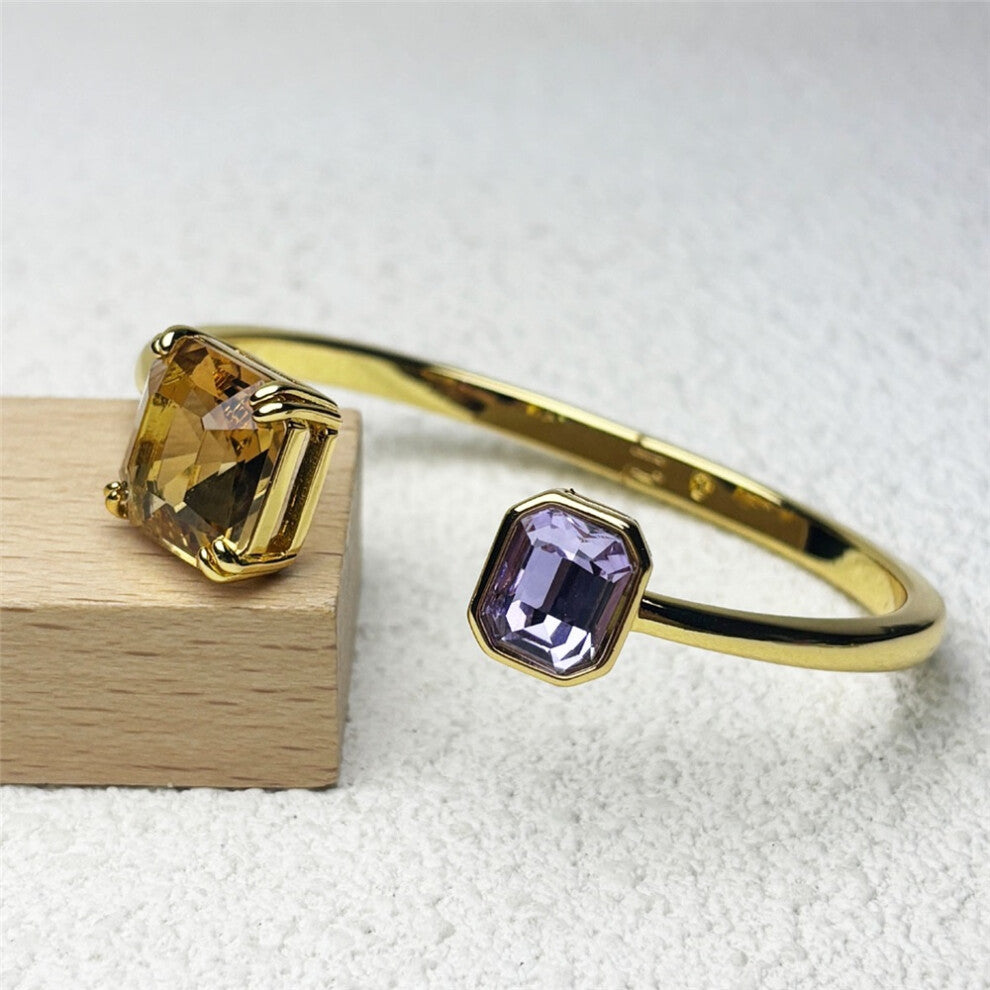 (Bracelet3) S Original 2025 Purple Zircon Crystal Necklace Fine Jewelry Set for Women Stainless Steel Geometric Earrings Brooch Romantic Gift