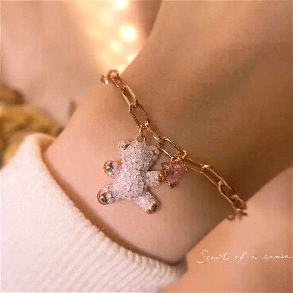 (Bracelet1) S Original 2025 Trendy Fine Jewelry Set for Women Charms Little Bear Necklace Earring Bracelet Party Accessories Romantic Gifts
