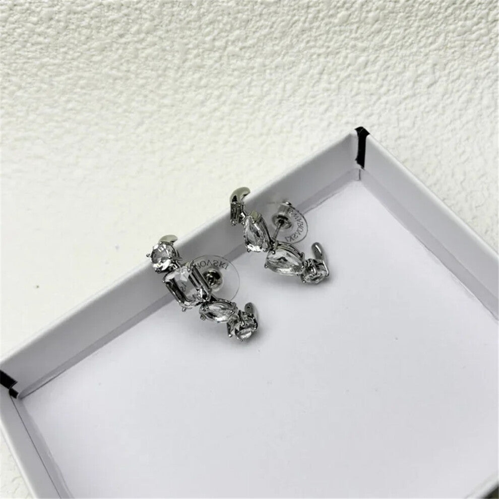 (GRAY) S 2025 New Charms Fine Jewelry Sets for Women Stainless Steel Geometric Luxury Golden Crystal Charms Women Party Accessories