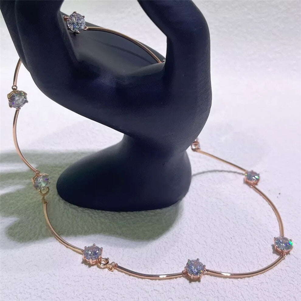 (Rose Gold5) S 2025 New Charms Fine Jewelry Sets for Women Stainless Steel Geometric Luxury Golden Crystal Charms Women Party Accessories