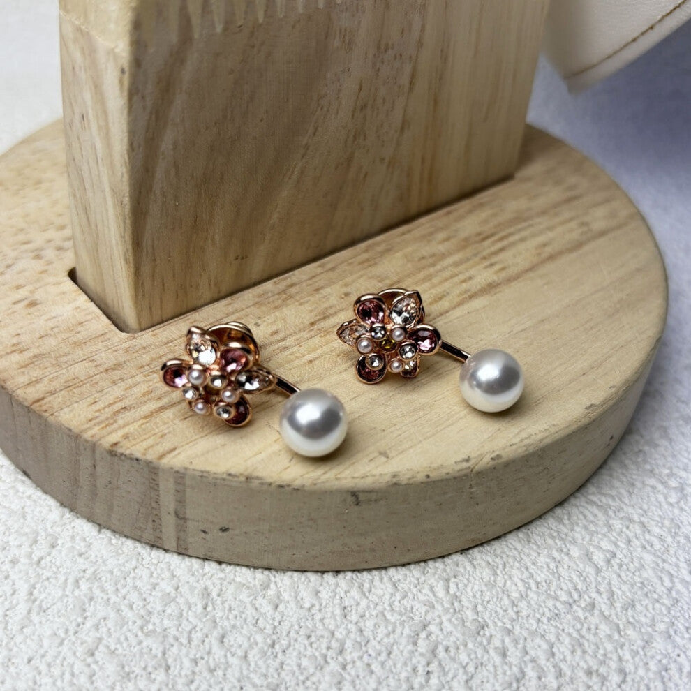 (Earrings2) S Original 2025 New Fine Jewelry Set Charms Pink Flowers Earrings Necklace Bracelet Rings for Women Romantic Accessories