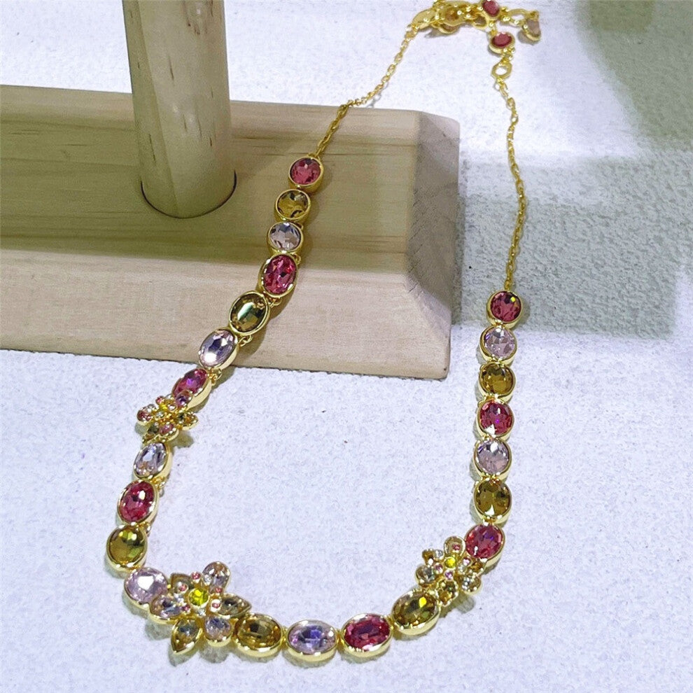 (Necklace2) S Original 2025 New Fine Jewelry Set Charms Pink Flowers Earrings Necklace Bracelet Rings for Women Romantic Accessories