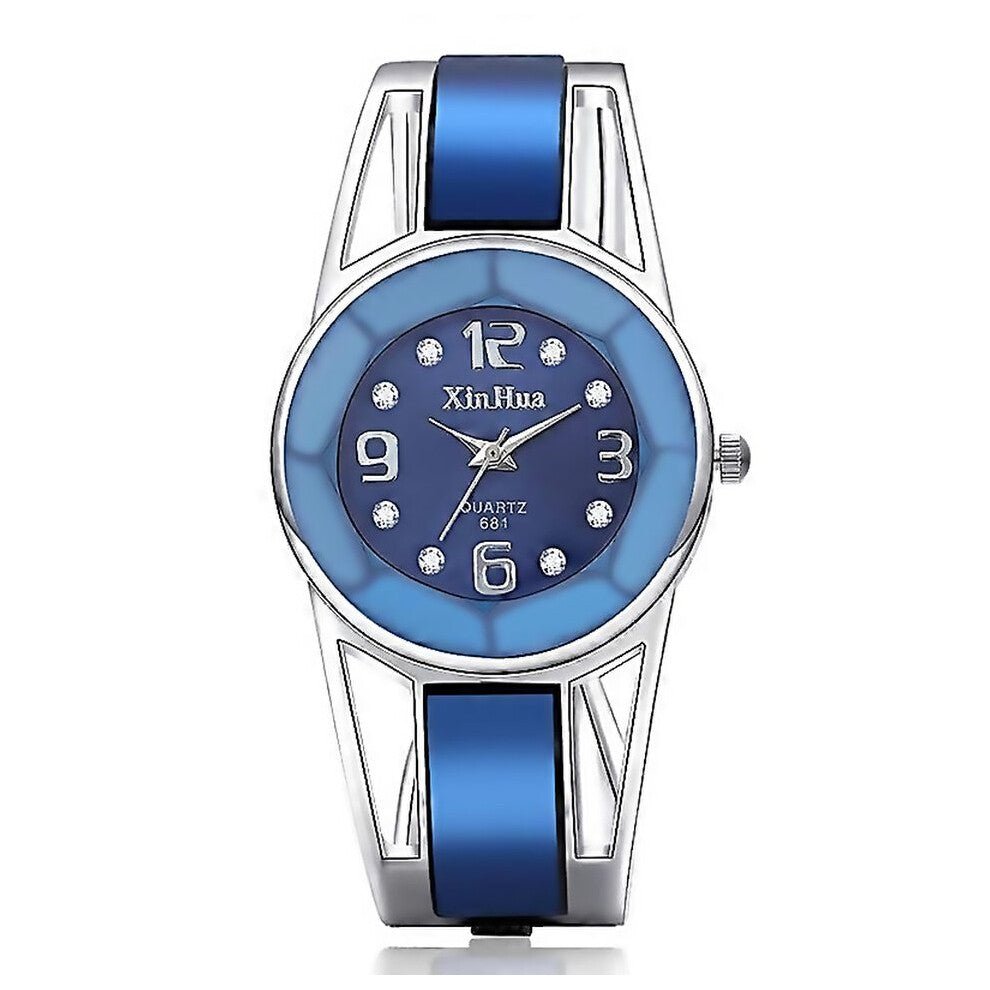 For Xinhua Women Diamond Mirror Surface Hollow Stainless Steel Bracelet Quartz Watch Suitable For Ev