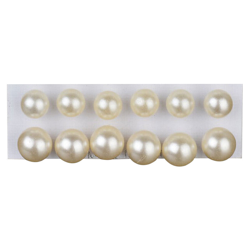 12 Pairs Women Round Pearl Ear Stud Earrings Studs Jewelry Accessories