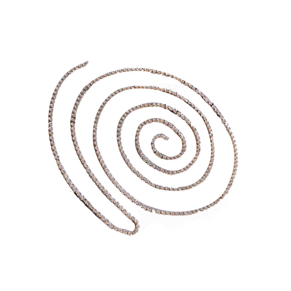 (Gold) Long Rhinestone Necklace Chain Choker Daily Dress Layered Necklaces