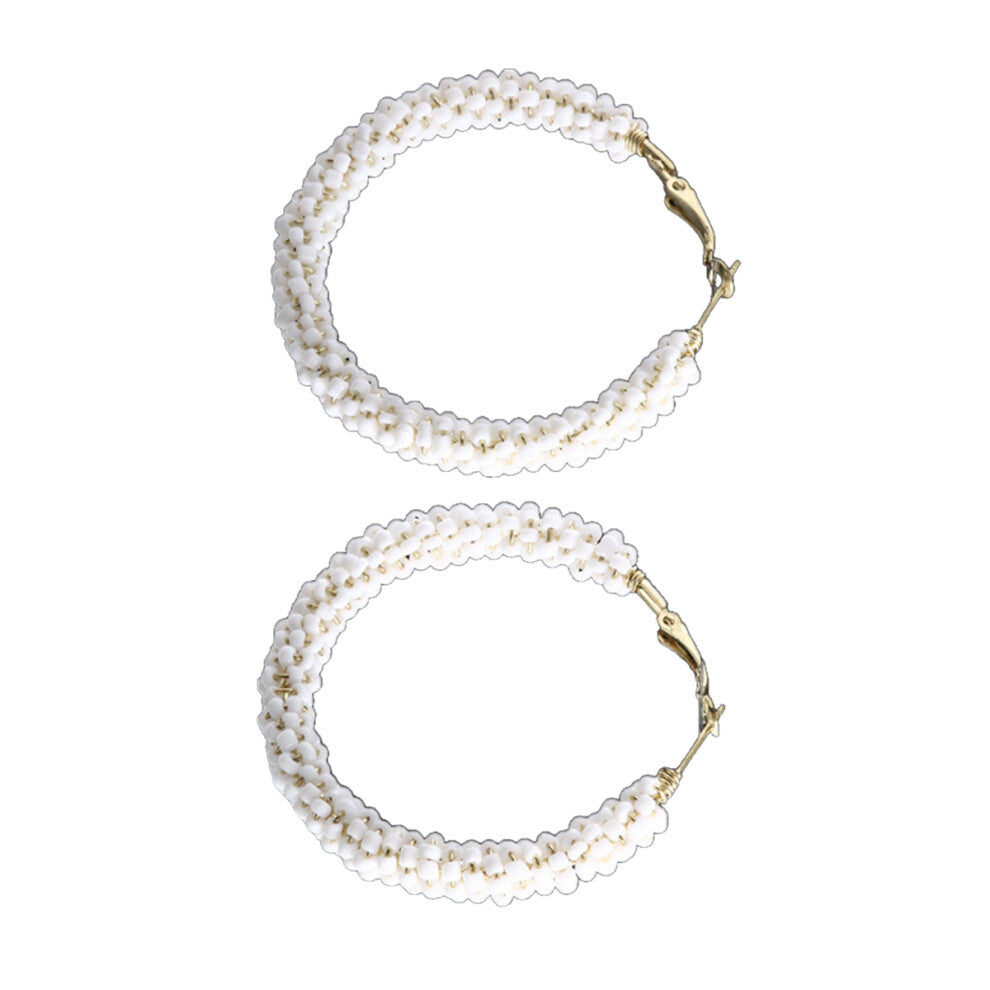 (White5CM) 1 Pair Beaded Earrings Vintage Style Ear Dangle Party Supplies