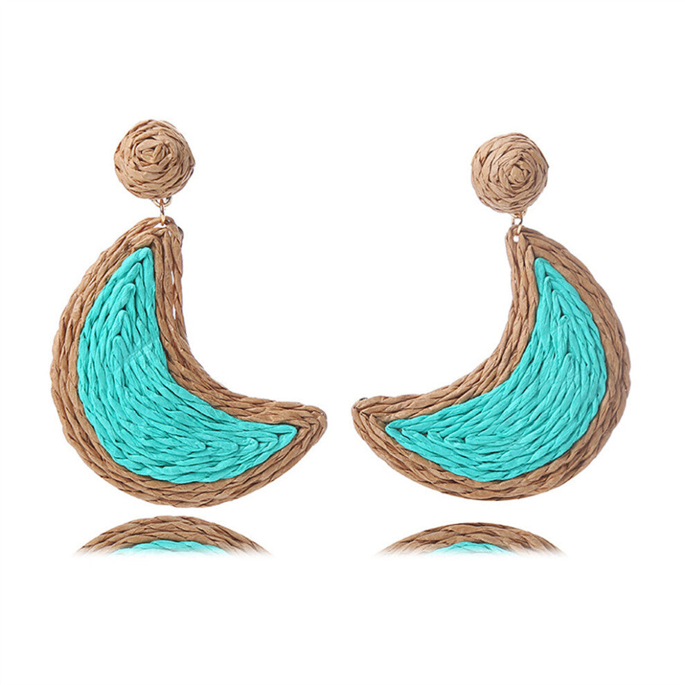 (Light Green) 1 Pair Vintage Moon-shaped Earrings Pendant Jewellery Girlfriends