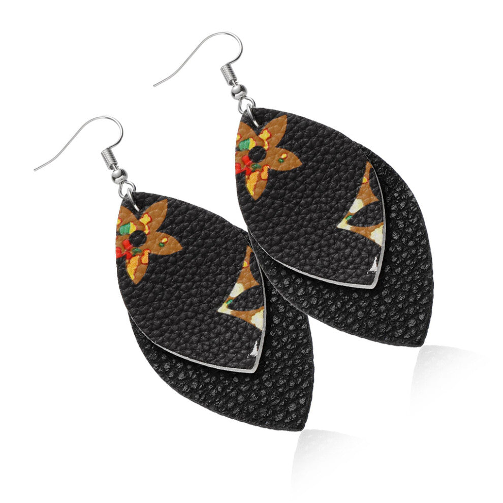 (Type 2) Leopard Print Earrings Woman Pendants Girl Jewelry Pendant Leather