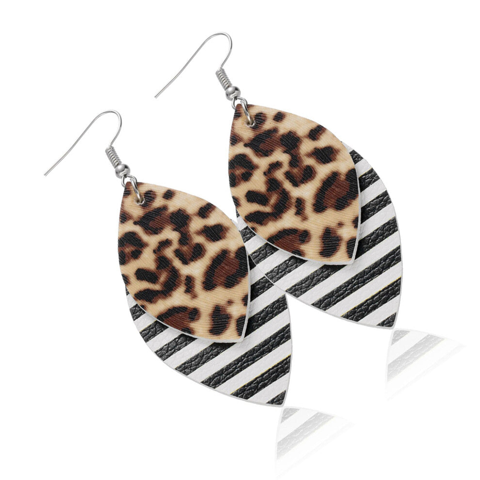 (Type 11) Leopard Print Earrings Woman Pendants Girl Jewelry Pendant Leather