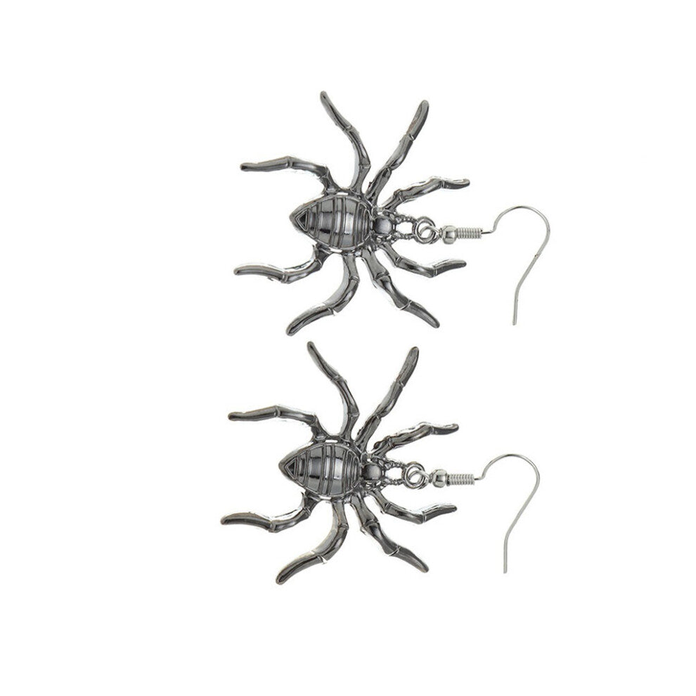 (Black) 2pcs Spider Earring Metal Earrings Ear Pendant Waterproof Eardrop