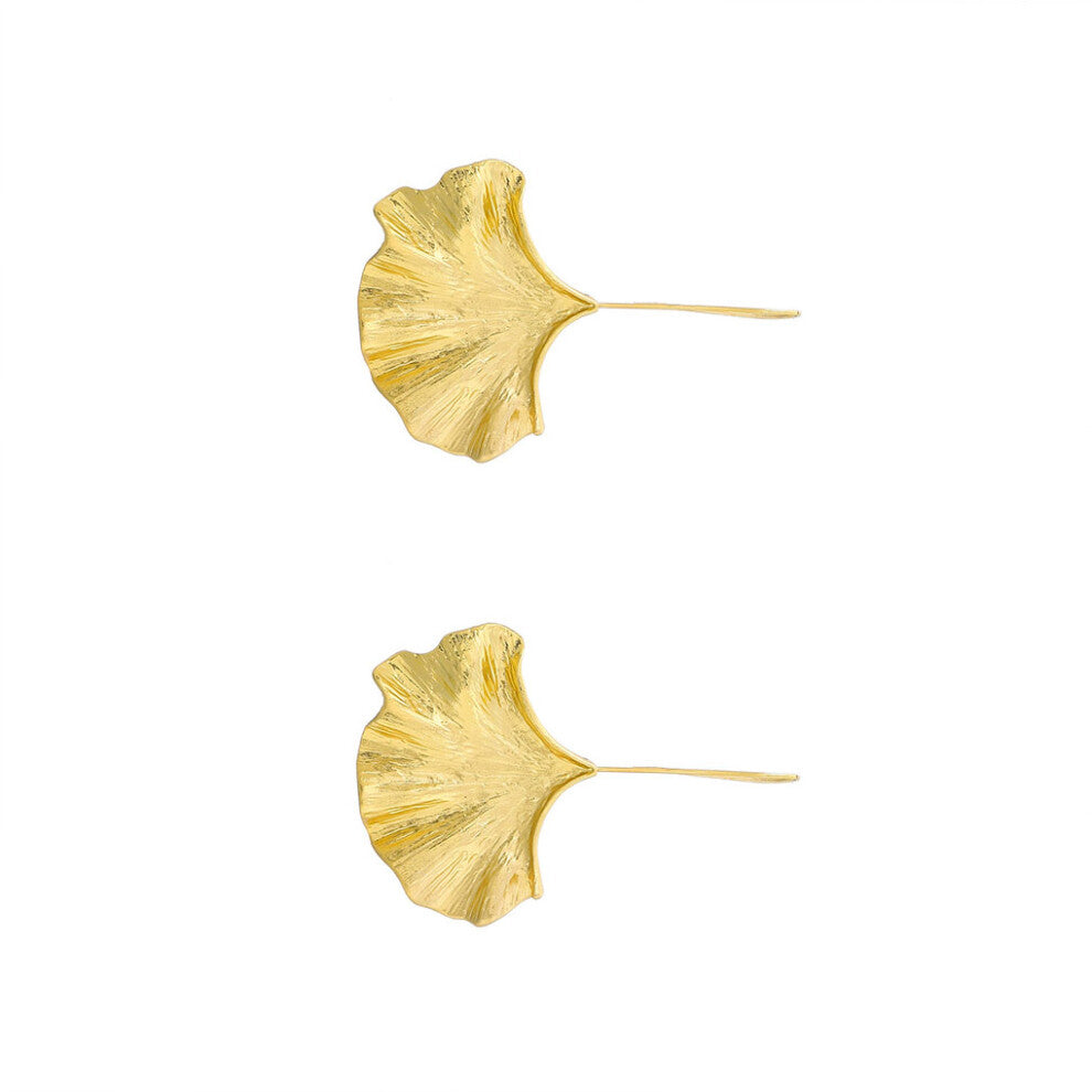 (Gold) 2Pcs Gold Ginkgo Biloba Earrings Earring Creatively Women Jewelry