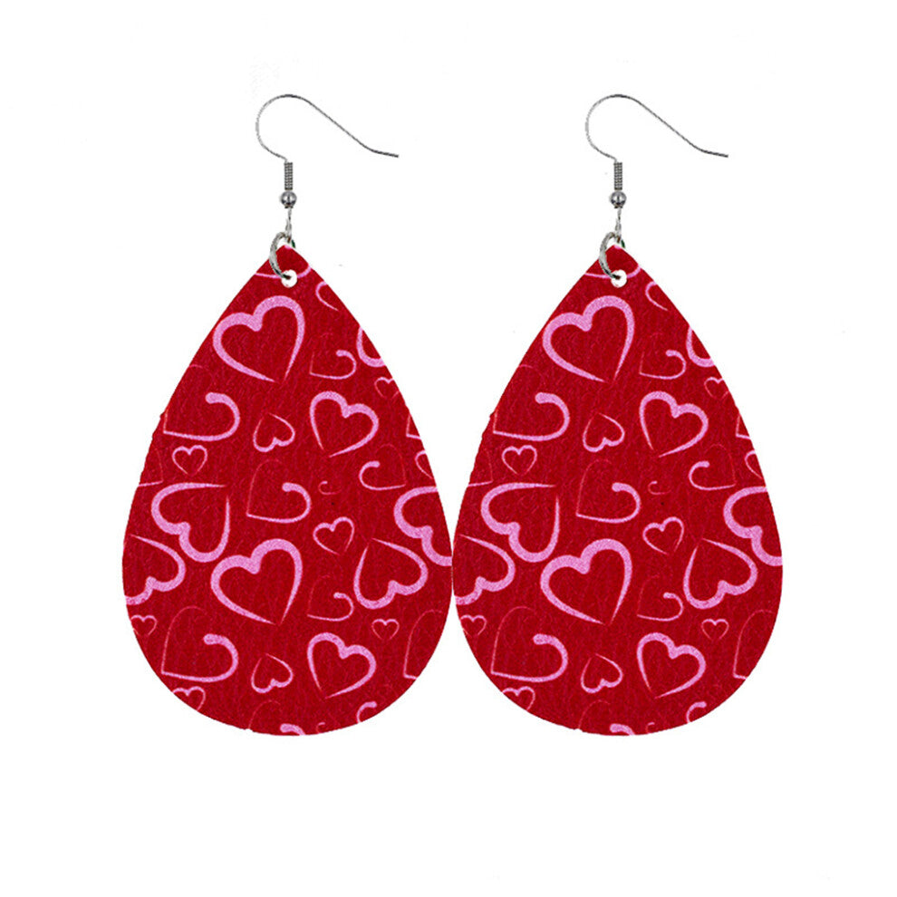 (Type 3) Earrings Leather Water Drop Ear Dangle Valentine's Day Earring Party