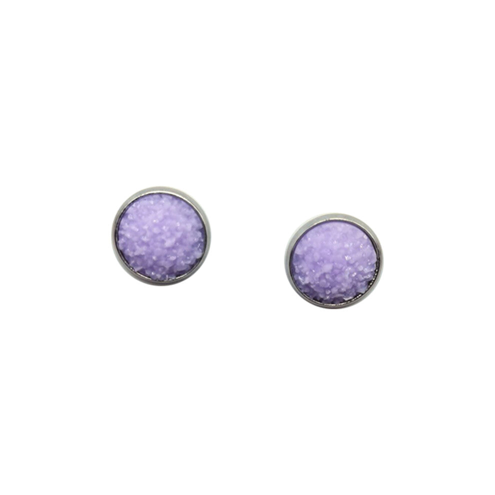 (Type6, 6) 12mm Druzy Ear Studs Earrings Stainless Steel Eardrop Jewelry for
