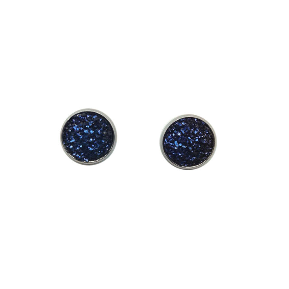 (Type9, 9) 12mm Druzy Ear Studs Earrings Stainless Steel Eardrop Jewelry for