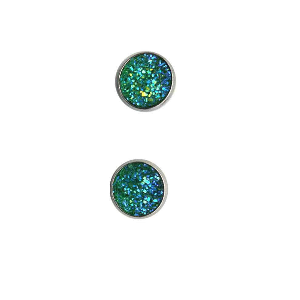 (Type10, 10) 12mm Druzy Ear Studs Earrings Stainless Steel Eardrop Jewelry for