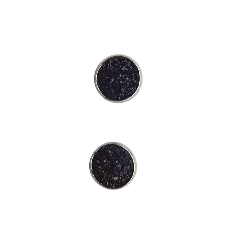 (Type15, 15) 12mm Druzy Ear Studs Earrings Stainless Steel Eardrop Jewelry for
