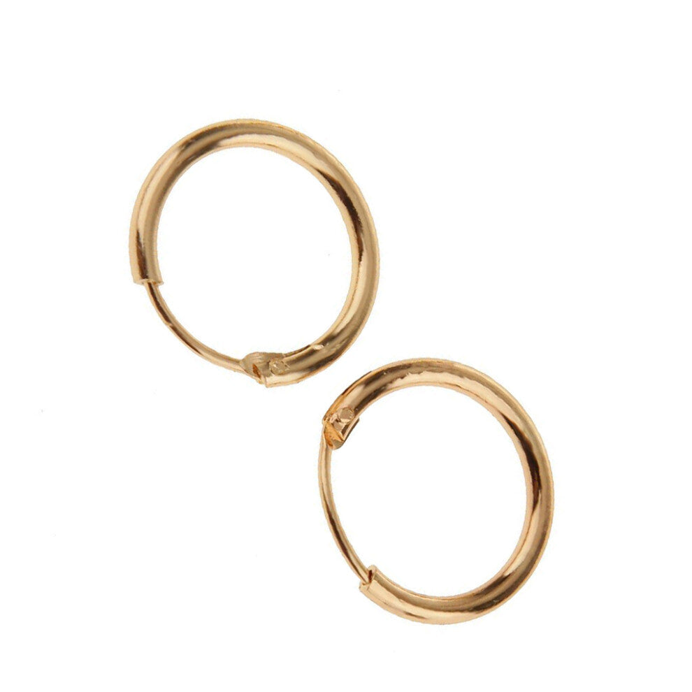 Gold Hinged Sleeper Earrings Hoops 12mm x 5mm Elegant and Durable