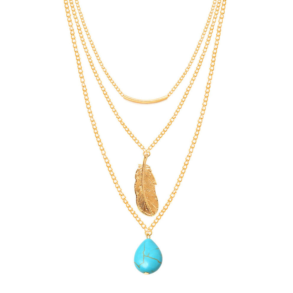 (Gold) Chain Necklace Sturdy Hanging Pendants Chokers Layered Necklaces for