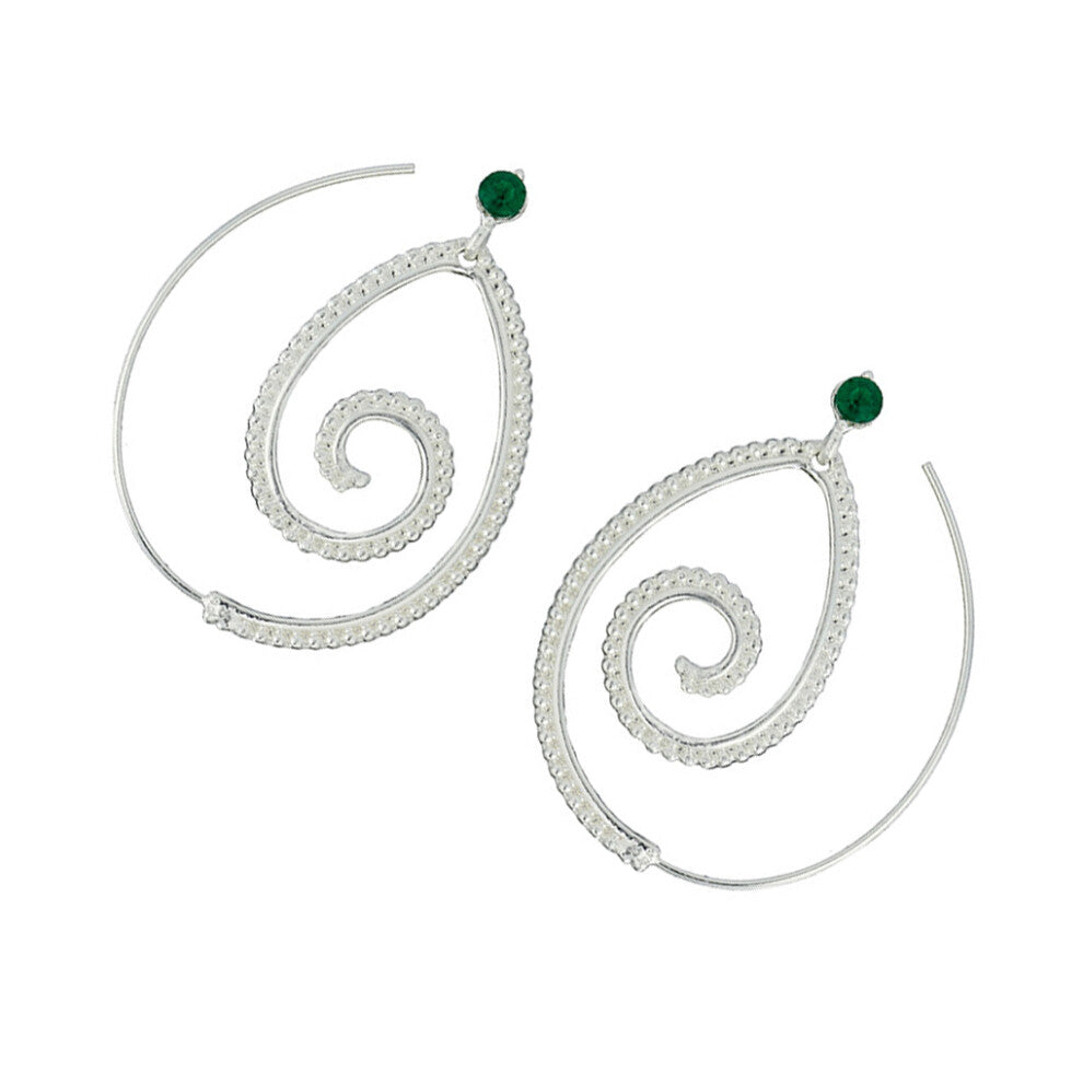 (silver) Earrings Round Spiral Ear Stud Gold Silver Hoop Earring for Women