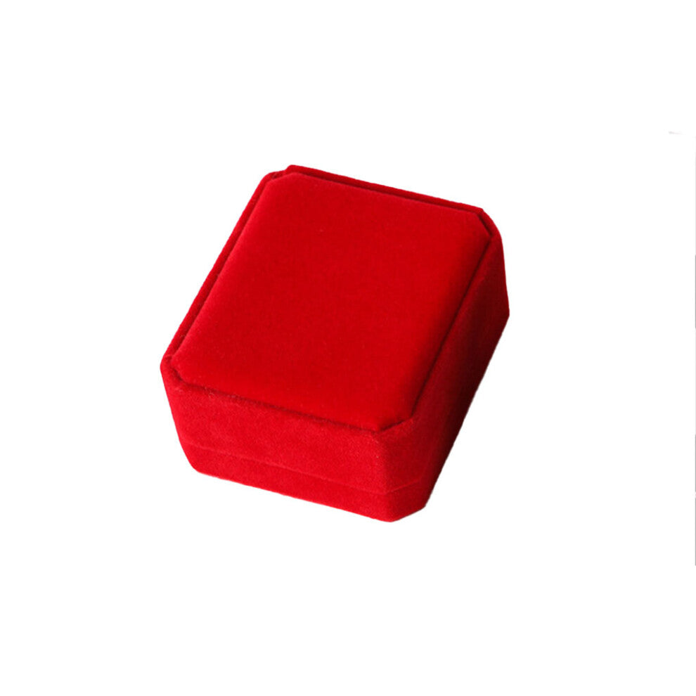 (Red) Velour Jewelry Earrings Square Badge Buckle Table Organizer Pin Case