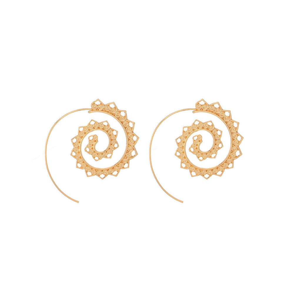 (4198 Gold) Circle Swirl Earrings Ear Hanging Pedant Popular Accessories Dangle