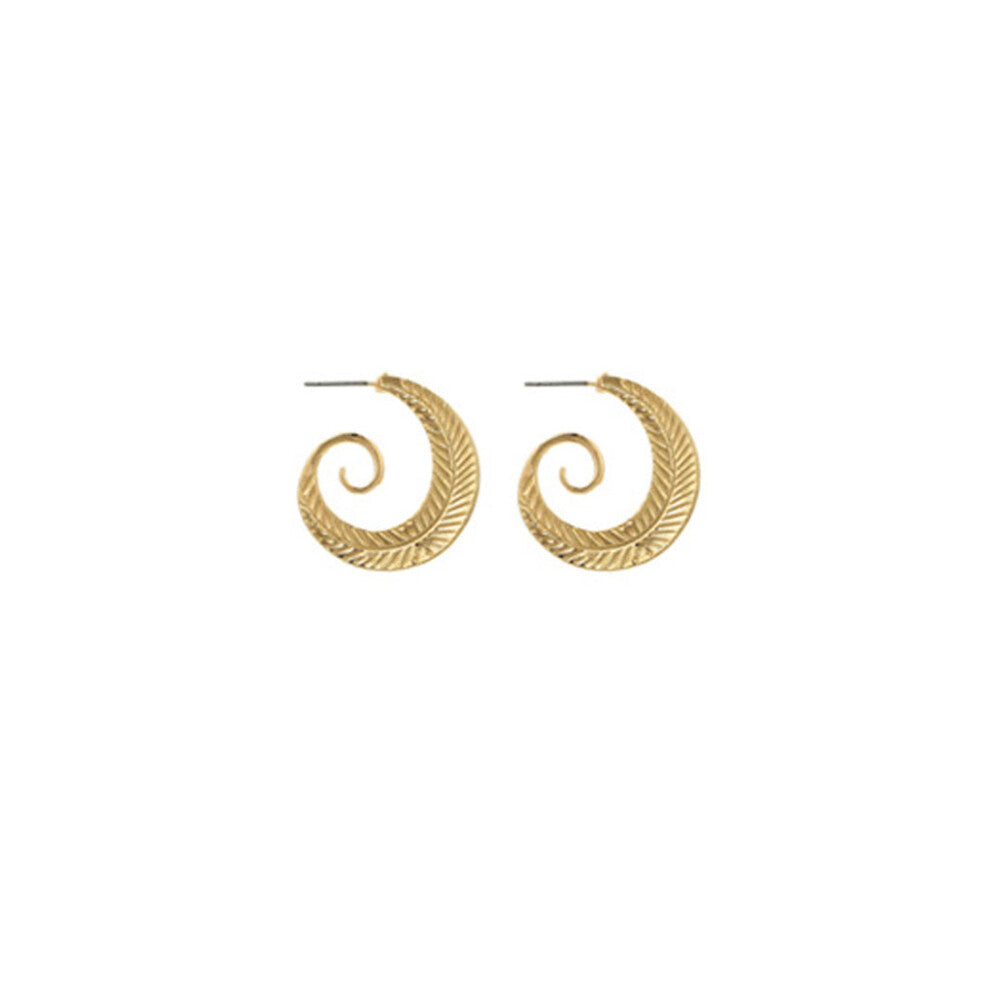 (4200 Gold) Circle Swirl Earrings Ear Hanging Pedant Popular Accessories Dangle