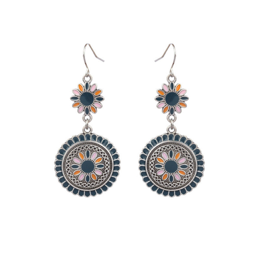 (0607) 1 Pair Colorful Earrings Bohemian Aesthetic Jewelry with Tassels Hoop
