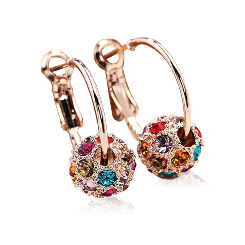 (Gold Color Bead) 1 Pair Hoop Earrings Vintage Ear Studs Birthday Jewelry Daughter