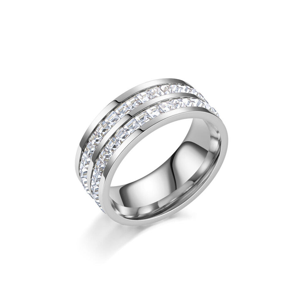 (Silver2 layers) Women Ring Jewelry Adornments Wedding Engagement Shiny Ladies Rings