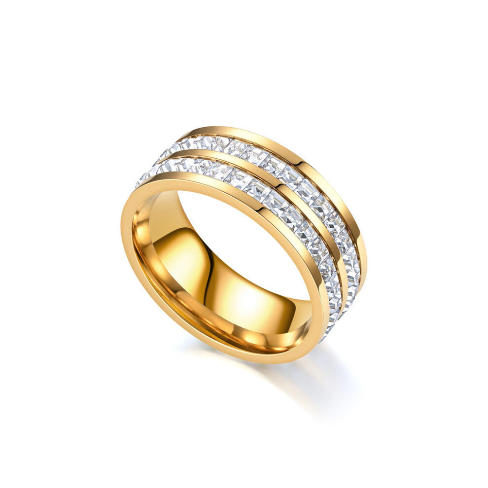 (Gold2 layers) Women Ring Jewelry Adornments Wedding Engagement Shiny Ladies Rings