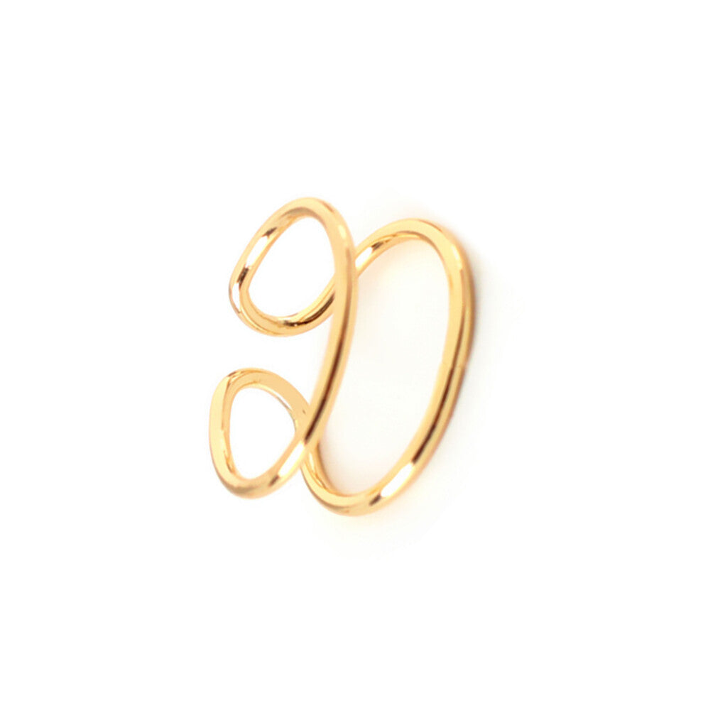 (Gold) Women Rings Wedding Engagement Party Open Alloy Ring Portable Jewelry